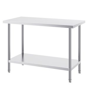 Tavolo da Lavoro in Acciaio Inox Resistente 24 X 48 X 34 Pollici, Capacità di Carico 800 Libbre, con Lavello e 3 Livelli di Altezza Regolabili - Product Image 1