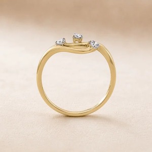 9K Yellow Gold 1.65CT Round Cut Lab Grown Diamond Three Stone <b>Open</b> Bypass Engagement <b>Ring</b> for Women Custom Fine Jewelry - Product Image 5