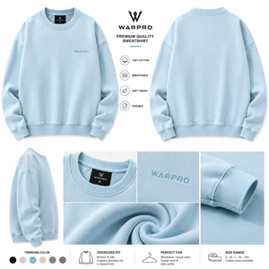 เสื้อสเวตเชิ้ตคอกลมทรงปกติสำหรับผู้ชาย WARPRO ผ้าฝ้าย 100% แบบถัก ซักแล้ว ใส่สบาย สีพื้น เหมาะสำหรับฤดูหนาว ระบายอากาศได้ดี - Product Image 3