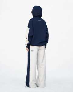 Ensemble de survêtement à capuche pour homme Oneten Apparel, color block, bleu marine et crème, coupe ample, décontracté pour l'automne - Product Image 4