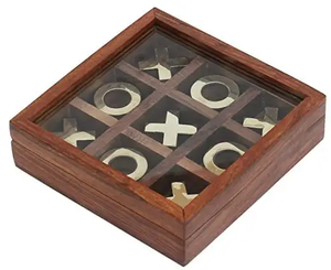 Juego de Tic Tac Toe de Madera con Caja de Almacenamiento, Hecho a Mano con Madera de Sheesham, Colección de Rompecabezas - Product Image 6