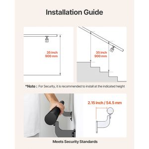 Corrimano per Scale a Parete in Alluminio Galvanizzato Nero da 10 Piedi, Tubo da 1,26 Pollici, per Uso Interno ed Esterno - Categoria Prodotto: Componenti per Scale - Product Image 4