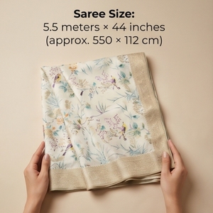 Sari de Georgette Puro con Silueta Recta y Estampado Floral en Tela Chiffon - Product Image 5
