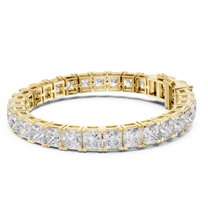 LUXURY LAB GROWN PRINCESS CUT DIAMOND TENNIS BRACELET SET 18KT YELLOW <b>GOLD</b> RHODIUM PLATED DAILY OFFICE WEAR WEDDING ENGAGEMENT - Product Image 1