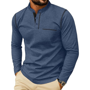 Camisetas Henley Personalizadas para Hombre, Estilo Urbano, Retro, Manga Corta, Cuello en V, Casuales, con Botones - Product Image 1