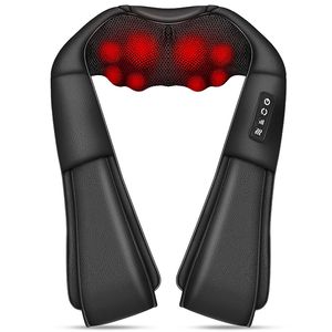 Cuscino Massaggiante Elettrico 3D Shiatsu per Collo e Schiena con Luce Infrarossa Riscaldante, 3 Livelli di Intensità, Massaggio Profondo per Rilassamento delle Spalle - Product Image 1