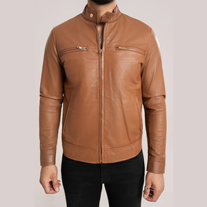 Chaqueta de Cuero para Hombre, Nueva Colección, Talla Grande, Cuello Alto, Cierre de Cremallera, Chaqueta de Cuero PU para Motocicleta - Product Image 2
