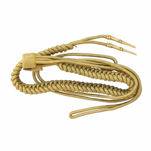 Cordón de uniforme metálico dorado de Mylar de alta calidad con núcleo de algodón y puntas decorativas - Product Image 1