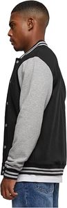 Chaqueta Varsity Negra y Gris para Hombre con Cierre de Botones, Corte Regular, Estilo Casual, Cuello Camisero, Material de Poliéster y Algodón - Product Image 4