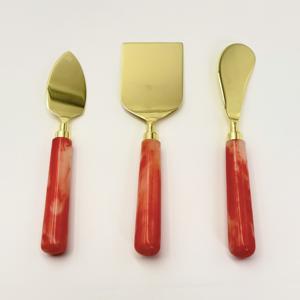 Utensilios de Queso de Acero Inoxidable Ecológicos de Diseño con Mangos de Resina Hechos a Mano, Aptos para Lavavajillas, para Tablas de Charcutería Contemporáneas - Product Image 1