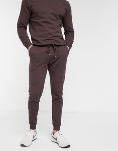 Ensemble de survêtement en coton marron pour homme, col rond, manches longues, couleur unie, pantalon de jogging décontracté, respirant, poids moyen, pour l'automne - Product Image 4