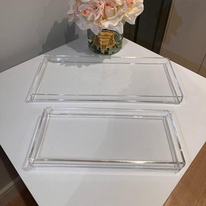 ILAHI's Clear Acrylic Oval <b>Tray</b> Handles Lightweight Simple Pattern Artistic DIY Easter Decorative <b>Organizer</b> for Home Decoration - Product Image 2
