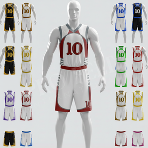 Ensemble de maillots et shorts de basketball personnalisés avec nom de marque – Tenue d'équipe athlétique respirante pour l'entraînement, la pratique et les matchs - Product Image 1