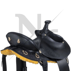Silla de montar profesional australiana de cuero genuino premium para doma clásica con asiento profundo, cavales ajustables y armazón de madera para senderismo. - Product Image 4
