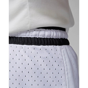<b>Men's</b> <b>White</b> Mesh Basketball <b>Shorts</b> With Drawstring Waist And Side Stripe Sporty Style - Product Image 6