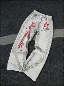 Pantalones Deportivos de Pierna Ancha con Estampado Gráfico para Hombre, Pantalones de Campana con Cordón Ajustable y Rayas - Product Image 3