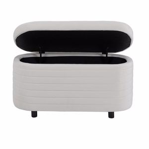 Divano Panca Multifunzionale in Velluto Bianco con Spazio Contenitore per Soggiorno - Product Image 5