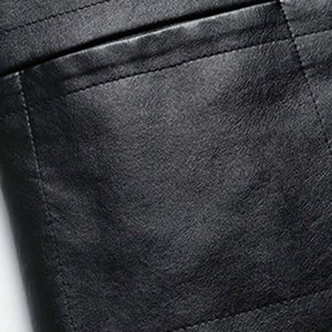 Chaqueta de Motero de Cuero Genuino para Hombre, Cierre de Cremallera, Impermeable, Resistente al Viento, Ecológica, Informal, de Manga Larga - Product Image 5
