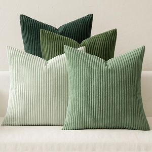 Juego de 4 Fundas de Cojín de Pana Suave de 18x18 Pulgadas, Estilo Boho Farmhouse, Color Verde Salvia Nórdico Moderno, para Decoración del Hogar - Product Image 2