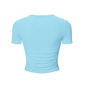T-shirts de sport à séchage rapide pour femmes et hommes, personnalisables, à manches courtes, col extensible, couleur unie, coupe oversize, tricotés, au design unique - Product Image 2