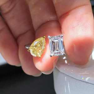 <b>Yellow</b> Pear Cut Diamond White Gold Luxury Engagement Ring Single Stone Prong <b>Set</b> Rhodium Plated IGI Certified Jewelry Gift - Product Image 3