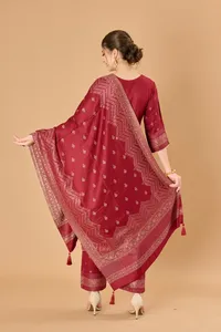 Safaa Winter Premium Acrowool Woven Unstitched Ladies <b>Dress</b> Material with Stole <b>woollen</b> suits <b>dress</b> material Winter - Product Image 4