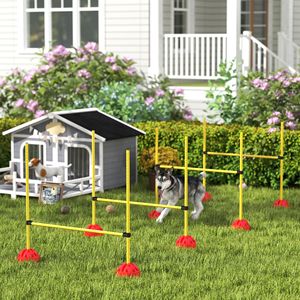 Set di 5 Pezzi con Borsa Gialla per Allenamento Agility Cani, 4 Ostacoli Regolabili in Altezza, Stile Carino per Uso in Giardino - Product Image 2