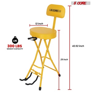 5Core Guitar Stool 3.15" <b>Padded</b> <b>Chair</b> w Backrest Foldable Music Seat Built in Foot Rest Guitar Stand - Product Image 3