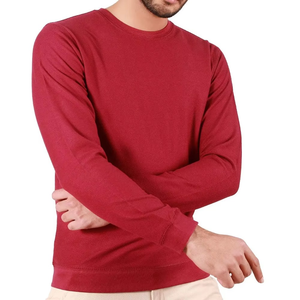 <b>Men's</b> <b>Red</b> Crew Neck Knitted Pullover Long Sleeve Casual Autumn Wear Regular Fit Solid Color Breathable <b>Sweatshirt</b> - Product Image 1