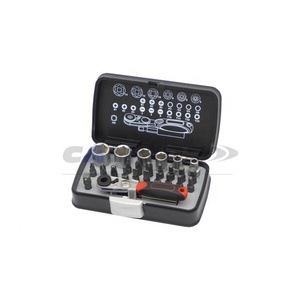 Đài Loan Calibre 26PC 1/4 "dr.52 răng nhỏ Ratchet Socket & Bit Set OEM DIY - Product Image 1