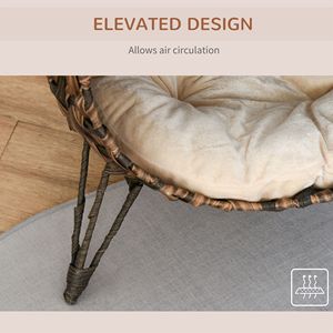 20.5\" Elevated Banana <b>Leaf</b> Kitten House Condo Hand Woven Braided Cat Bed with <b>Cushion</b> Brown Pet Bed - Product Image 6