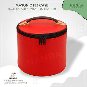 NANBA GROUP Deluxe Machine Embroidered Masonic Fez Cap Case Imitation Leather Zipper Closure Lightweight Soft Carry Bag <b>Display</b> - Product Image 5