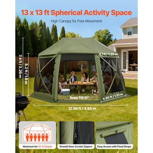 "Spherical 13-Sided 13x13ft Camping <b>Canopy</b> <b>Tent</b> with Removable Top & Carry Bag" - Product Image 2