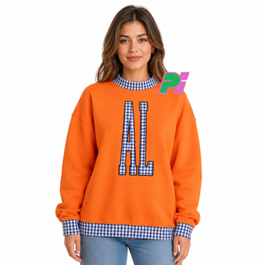 เสื้อสเวตเชิ้ตคอเต่า Alabama ลายตารางพร้อมตัวอักษรและลายริบบิ้น ปักลาย AL แบบกำหนดเอง เสื้อสเวตเชิ้ตคอเต่าสำหรับฤดูหนาว - Product Image 1