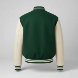 Chaqueta Deportiva de Alta Calidad para Equipos, Mezcla de Lana, Mangas de Cuero, Parches Personalizados Bordados, Fabricación OEM - Product Image 2