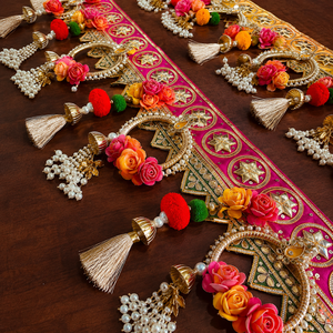 Traditional Door Toran with Red Gold Embroidery Colorful Tassels and Festive Decorative Hanging for Wooden Door Decor - Product Image 6