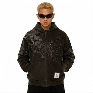 Sudadera con Pedrería para Hombre, Estilo Moderno, Sensación de Algodón Suave, Diseño con Pedrería Brillante, Prenda Esencial para Uso Diario - Product Image 4