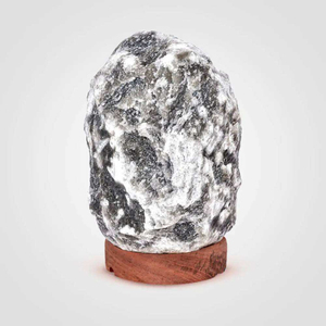 Himalayan Grey Rock Salt Lamp with <b>Dimmer</b> Switch Natural Carved Wooden Base Wholesale Natural Crafts Gray Salt Table Lamp - Product Image 3