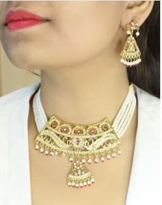 High Quality Gold Plated Zircon Ethnic Necklace Set Girls Stylish Everyday Wear Wedding <b>Gift</b> Party Collection Available Export - Product Image 4