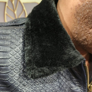 Men's Premium <b>Genuine</b> <b>Leather</b> <b>Jacket</b> Casual Stand Collar Zipper Closure Breathable Winter Stylish Outerwear - Product Image 5