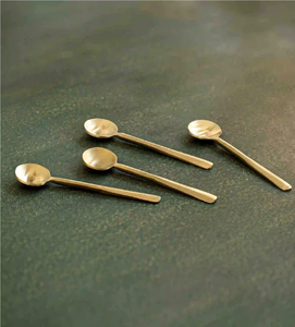 Cucharas de latón para helado y pastel, últimas piezas, cubertería clásica pulida, juego de 4 piezas, mejores precios - Product Image 5