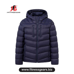 Chaqueta Acolchada con Capucha para Hombre JUST FITNESS GEARS, Cortavientos, Informal de Invierno, con Cierre de Cremallera, Color Sólido, Ropa Exterior de Poliéster - Product Image 1