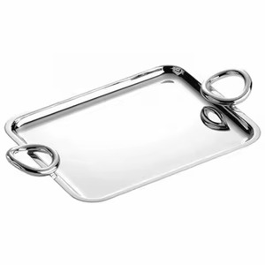 Silver Finished Stainless Steel Serving Tray Mirror Finished Multi-Function Perfume Jeweled <b>Tea</b> <b>Set</b> For Table Decorative - Product Image 5
