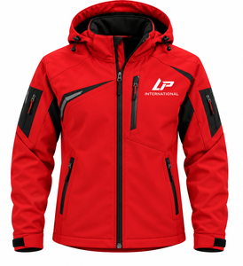 Veste Softshell Décontractée d'Hiver pour Homme Rouge Imperméable Écologique Respirante Coupe-Vent Personnalisée avec Accents Noirs pour Randonnée OEM - Product Image 1