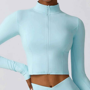 Comfortable Breathable High Quality Running Yoga Fitness Jackets Long Sleeve Women Athletic <b>Zip</b> <b>up</b> Crop Running Jacket - Product Image 5