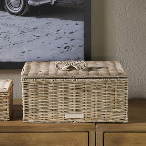 Coffre de rangement fonctionnel en rotin tressé à la main avec couvercle à nœud pour chambre, salon et chambre d'enfant, organisateur fait main - Product Image 4
