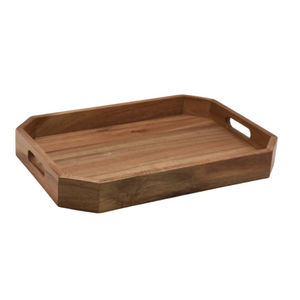 Plateau de service en bois au design élégant, plateau rectangulaire créatif en bois naturel avec poignées, accessoire de cuisine pour la maison, en vente - Product Image 5