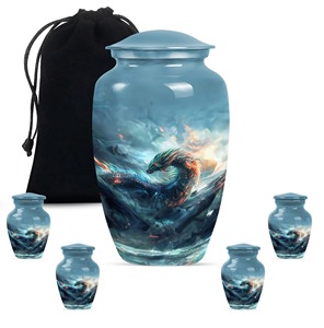 Urna Funeraria de Aluminio con Diseño de Libélula al Atardecer, para Cenizas de Adultos, Urna Conmemorativa con Diseño Oceánico, Hermosa Urna Grande - Product Image 2