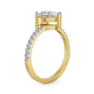 Anillo de Moissanita Aurora en Forma de Lágrima con Centro en Forma de Pera y Banda Pavé Brillante, Chapado en Oro, para Fiesta - Product Image 4