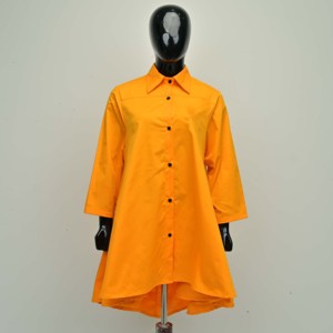 Vestidos Largos de Verano Color Naranja, Estilo Casual para Mujer, Bordados, con Patrón Sólido, Personalizados OEM, Tela de Algodón, Diseño Asimétrico - Product Image 1
